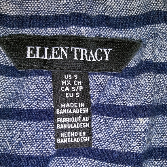 Ellen Tracy | Blue Striped Off/On Shoulder Top SzS - Picture 4 of 6